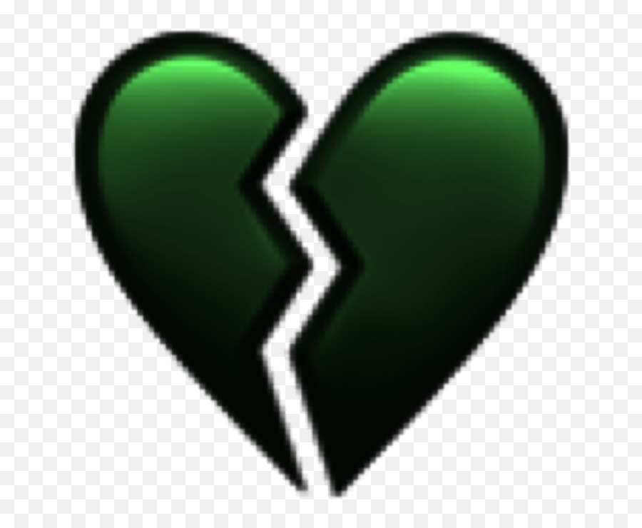 Black Green Emoji Broken Heart Sticker By Satanicbarbie,Green Hearts Emoji
