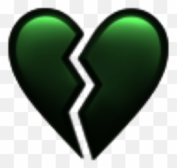 Black Green Emoji Broken Heart Sticker By Satanicbarbie,Green Hearts Emoji