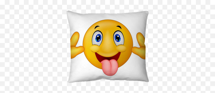 Playful Emoticon Smiley Jokingly Stuck Out Its Tongue Throw Pillow U2022 Pixers - We Live To Change Happy Emoji,Funny Sametime Emoticons