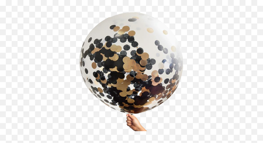 Rose Gold And Black Confetti Jumbo Balloon Just Party - Gold And Black Confetti Balloons Emoji,Confetti Emoji Png