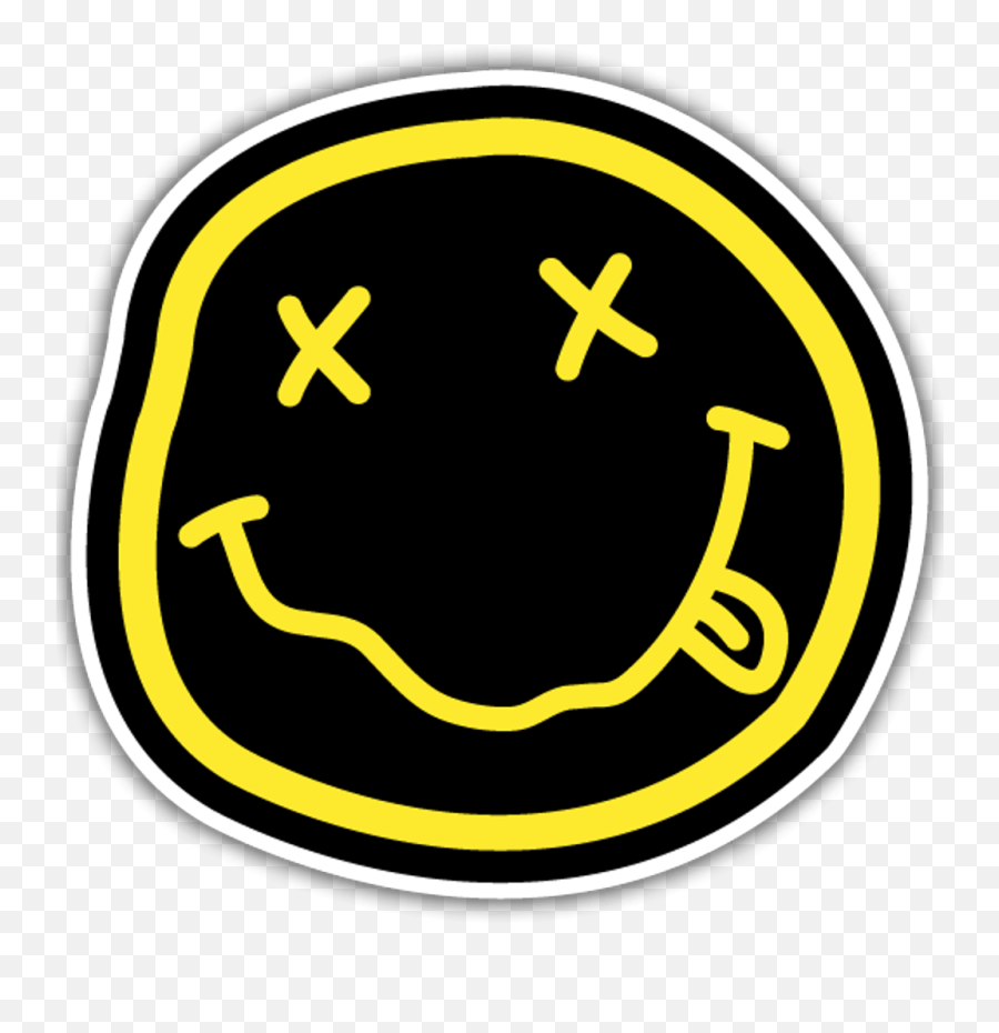 Vintage Nirvana Pacman Sticker - Nirvana Smiley Face Emoji,Nirvana Emoji