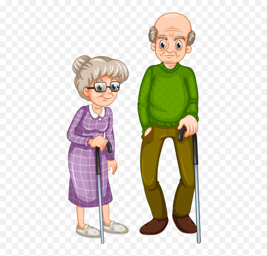 Clip Art Family Cartoon Family Clipart - Grandfather And Grandmother Clipart Emoji,Old Man With Cane Emoji