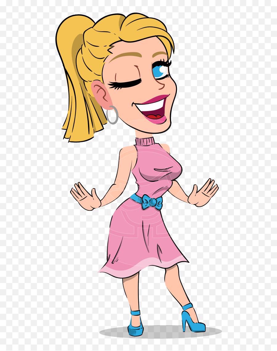 Simple Style Cartoon Of A Blonde Girl - Blonde Woman Cartoon Png Emoji,How To Draw Cartoon Female Faces Emotions