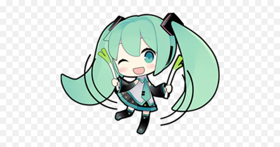 Hatsune Miku 2 Vijiti Kwa Whatsapp - Miku Emotes Emoji,Miku Emoji