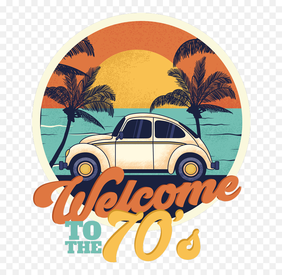 Welcome To The 70s T Emoji,Colorful Palm Trees With Emojis