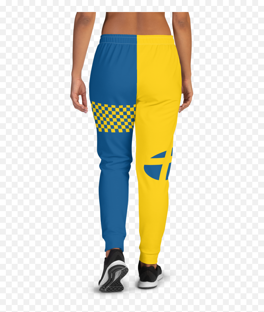 Yellow Jogger Pants With Designs Inspired By The Flag Of Sweden - Sweatpants Emoji,For Emojis What Is A Flag Plus A Queen