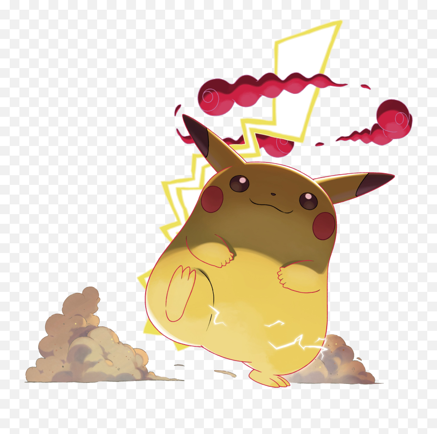 Gigantamax Pikachu Walks Render - Transparent Fat Pikachu Png Emoji,Pikachu Emoji Text