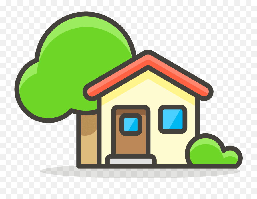 House With Garden Emoji Clipart - Home Cartoon Icon Png,Home Emoji