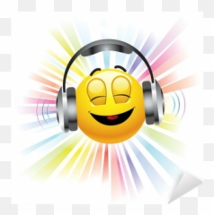 Smiling Ball Listening To Music Sticker - Smiley Listening To Music Emoji,Listening Emoji
