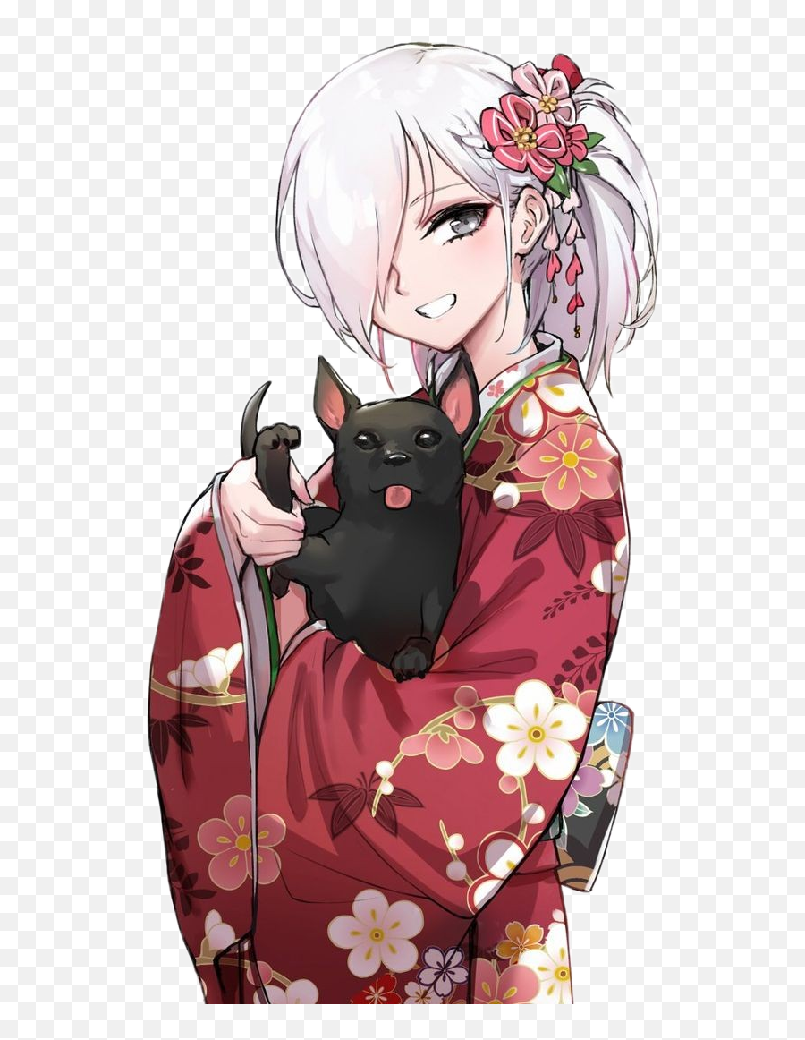 Popular And Trending Kimono Girl Stickers Picsart - White Hair Anime Girl In White Kimono Emoji,Girls Emoji Robe