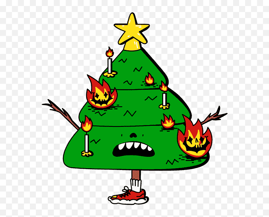 So Naughty Or So Nice - Inga Of Ingaland Cartoon Christmas Tree On Fire Emoji,Christmas Ornament Emotions