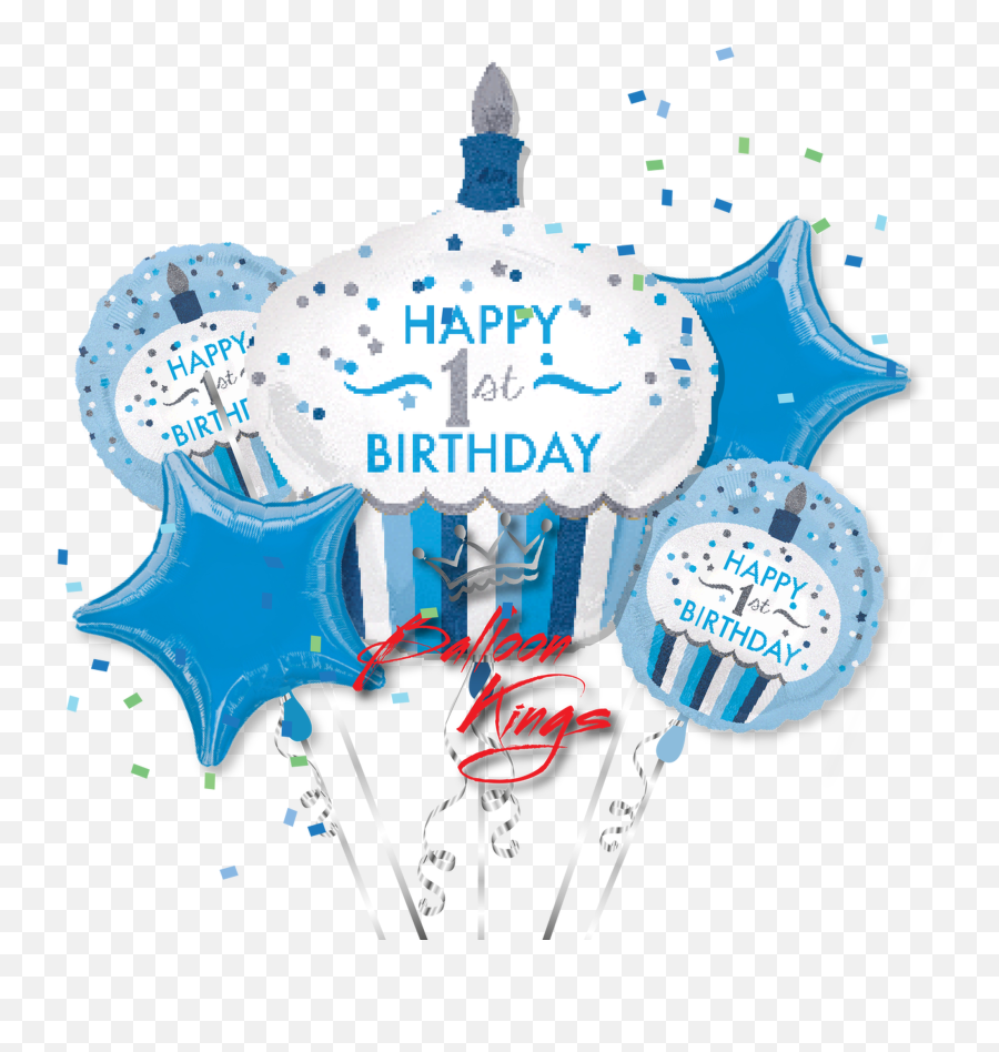 1st Birthday Boy Cupcake Bouquet - Happy 1st Birthday Boy Balloon Emoji,Emoji Cupcake Stencil