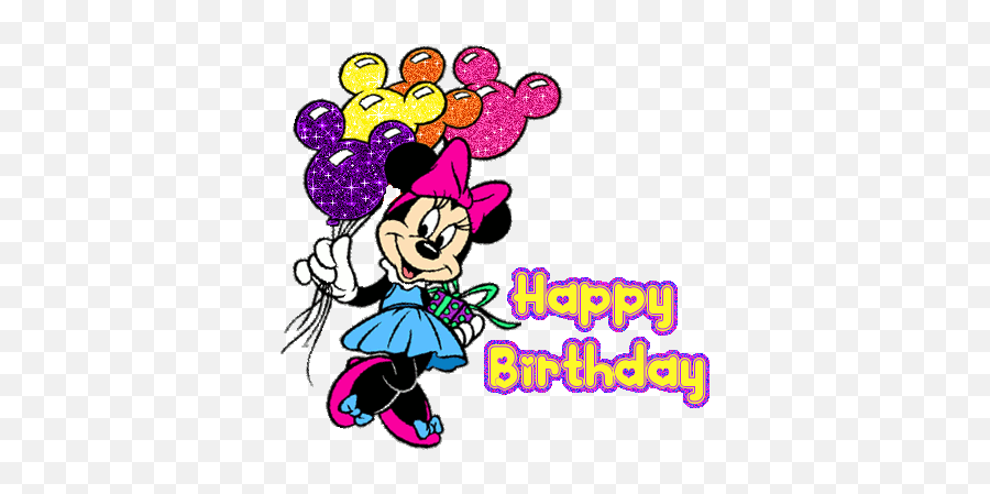 Happy Birthday Glitter Gifs - Happy Birthday With Minnie Mouse Emoji,Happy Birthday Emoji Texts