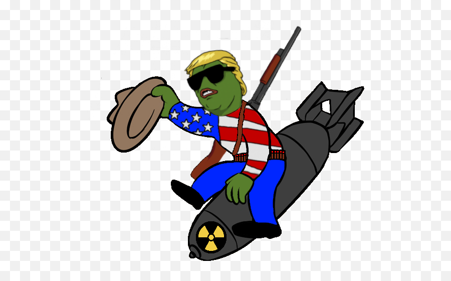 Pipboy Riding Nuke Trump Pepe - Pepe The Frog 600x609 Emoji,Pepe:frog Emoji