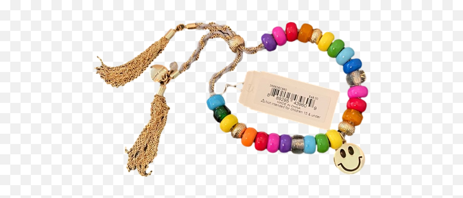 Betsey Johnson Smiley Beaded Rainbow Bracelet Emoji,Chainlink Emoji