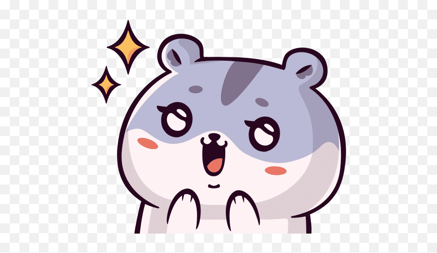 Kawaii Chibi Excited Hamster With Sparkly Eyes And Floating - Excited Chibi Emoji,Hamaster Emoji