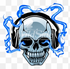 Download Skull With Head Phones - Day Of The Dead Costume Emoji,Head Phone Emoji