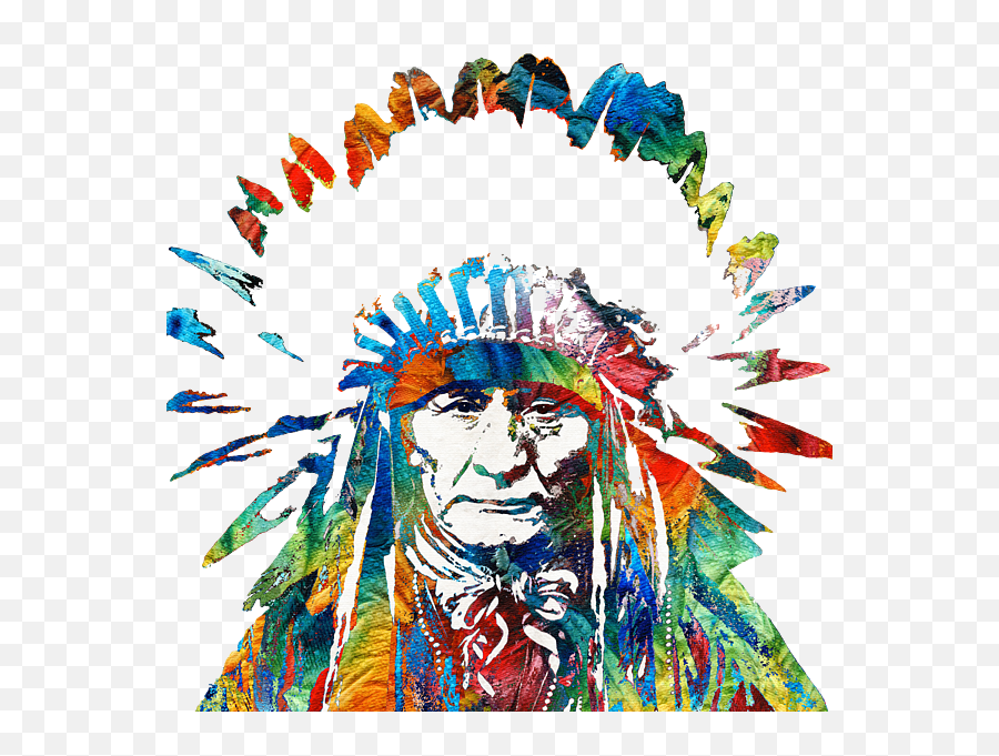 Native American Art - Chief By Sharon Cummings Tshirt By Emoji,Twitter Goat Emoji Indians