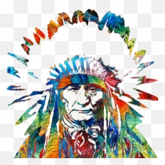 Native American Art - Chief By Sharon Cummings Tshirt By Emoji,Twitter Goat Emoji Indians
