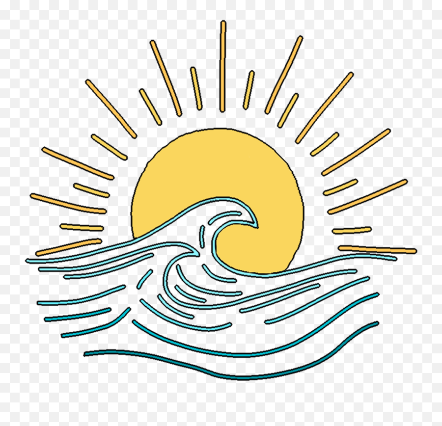 Sun U0026 Waves In 2021 Sun Drawing Beach Drawing Sun Outline - Drawing Emoji,Hang Wave Emoji