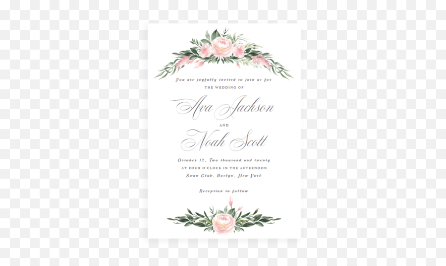 Botanical Invitations For Wedding Greenery Themed - Lg1 Classic Wedding Invitations Pink Emoji,Emoji Themed Invitations