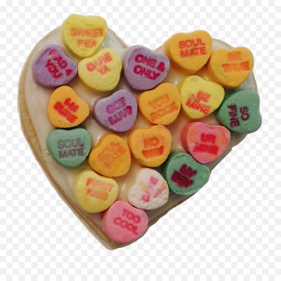 Day Conversation Heart Topped Cookies - Girly Emoji,Emoji Conversation Hearts