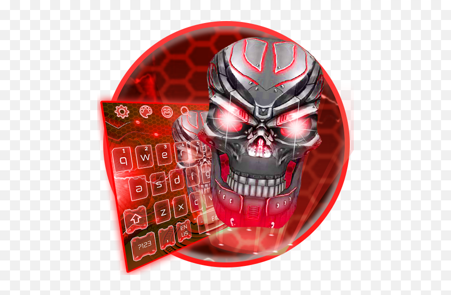 Bloody Robotic Skull Keyboard Theme - Fictional Character Emoji,Android Robot Emoji Keyboard