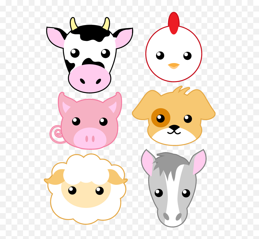 Farm Animals - Illustration Clipart Full Size Clipart Cartoon Farm Animal Faces Emoji,Emoji Animals Png