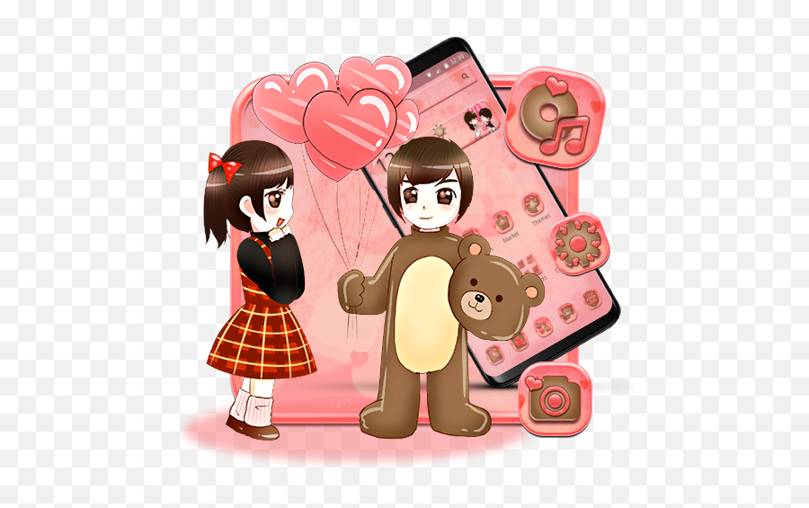 Kawaii Love Couple Theme - Apps En Google Play Sharing Emoji,Emojis Personas Feliz