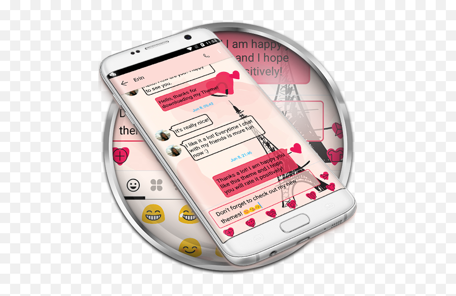 Sms Messages Paris Pink Theme For Android - Download Cafe Smartphone Emoji,Is There An Eiffel Tower Emoji