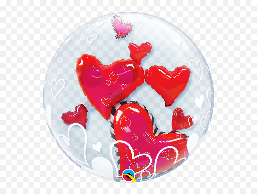 Love Red Hearts Double Bubbles Balloon - Qualatex Bubble Balloons Valentines Emoji,Floating Man Emoji