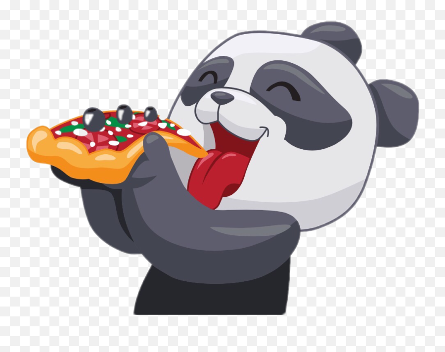 Panda Pizza Food Yummy New Sticker By Jbryan - Pandas Eating Pizza Emoji,Black And White Cartoon Emoji Eating Pizza