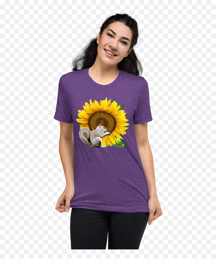 Sunflower Squirrel - Short Sleeve Tshirt U2013 Bruce P Emoji,Sunfloer Emoji