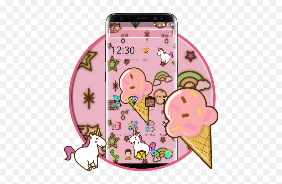 Salmon Unicorn Ice Cream 2d Theme - Smartphone Emoji,Unicorn Emojis For Android