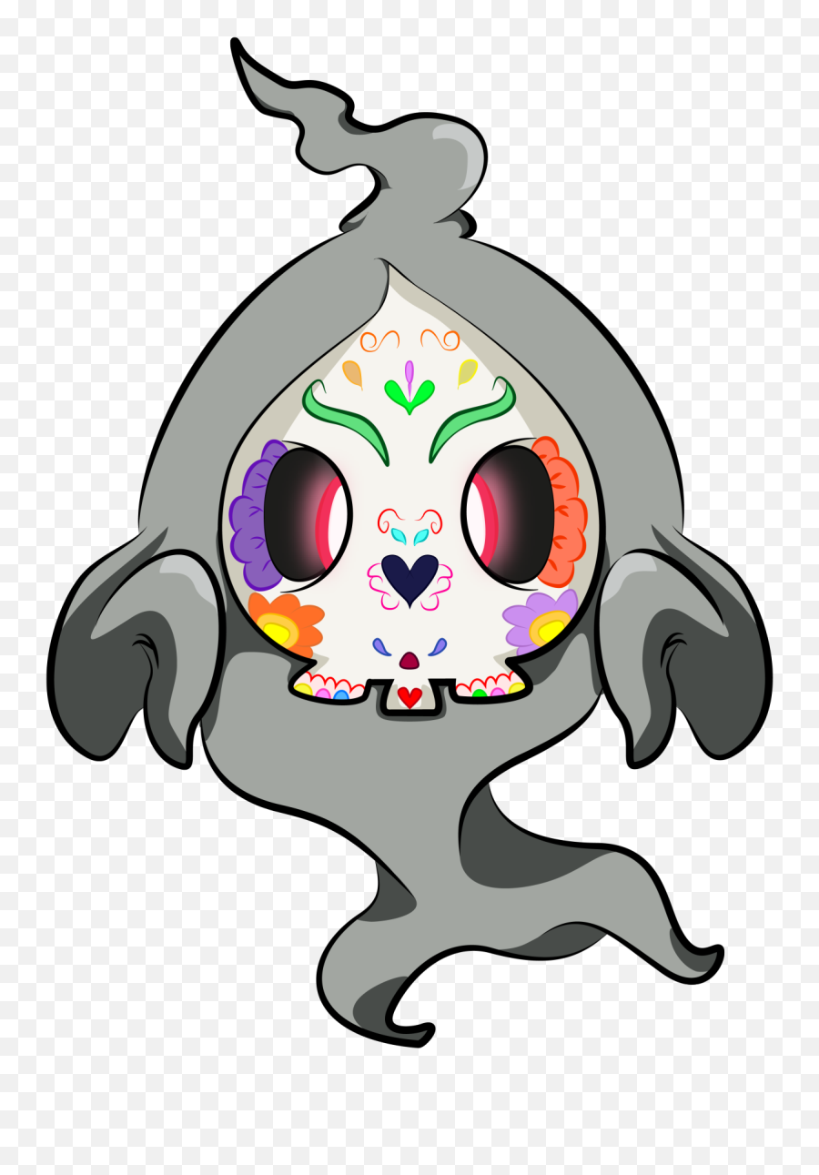 Sugar Duskull Halloween And The Day Of The Dead Is Clipart - Fictional Character Emoji,Emoji Halloween Decorations