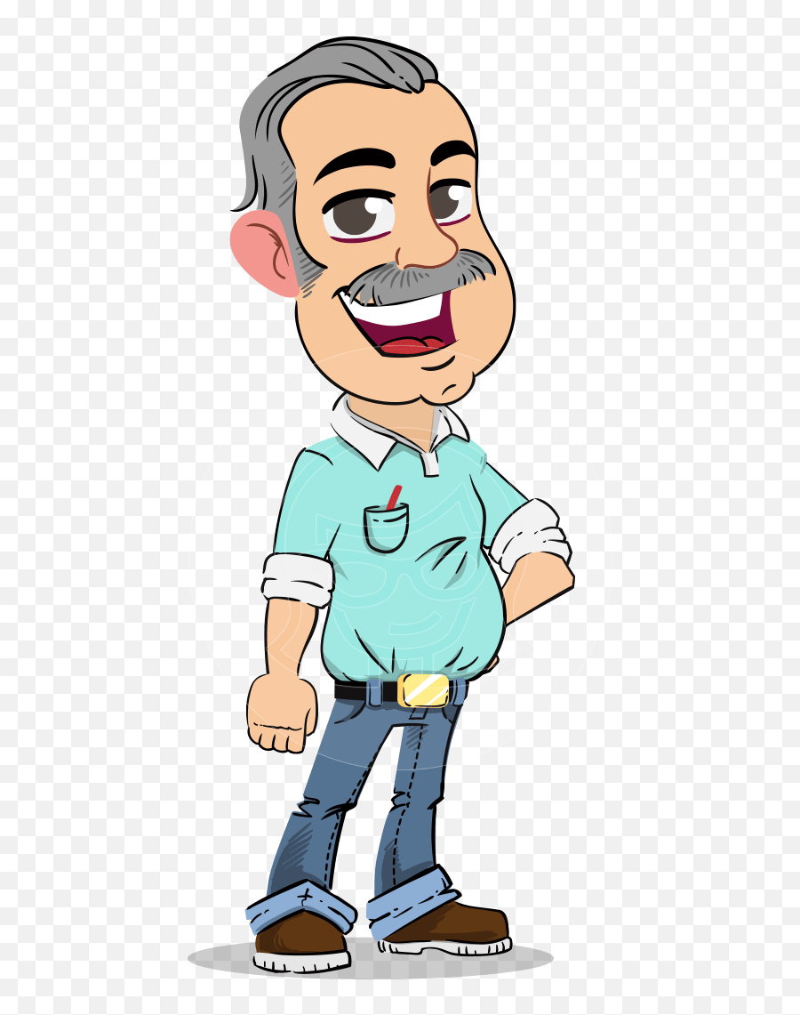 Simple Style Cartoon Of A Elderly Man - Mustache Man Cartoon Emoji,Man Emotion Progression Cartoon