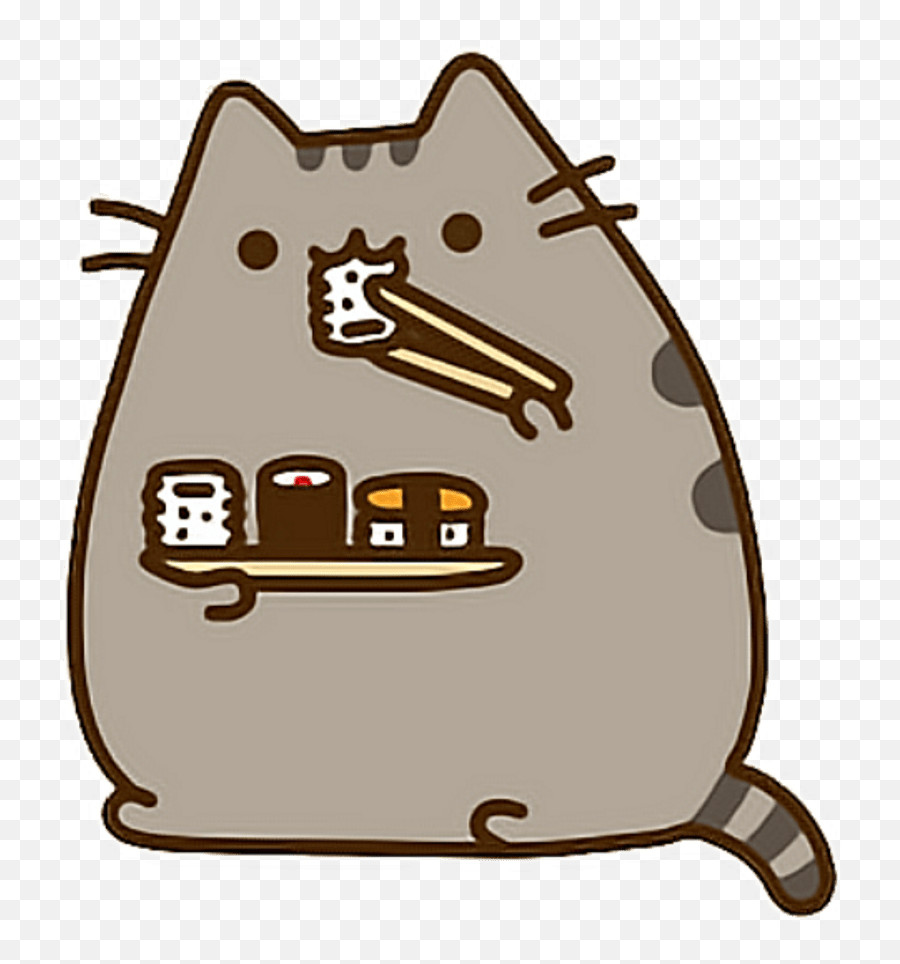 Pusheen Eating Sushi Coloring Pages - Pusheen Eating Sushi Emoji,Sushi Cat Emoticons