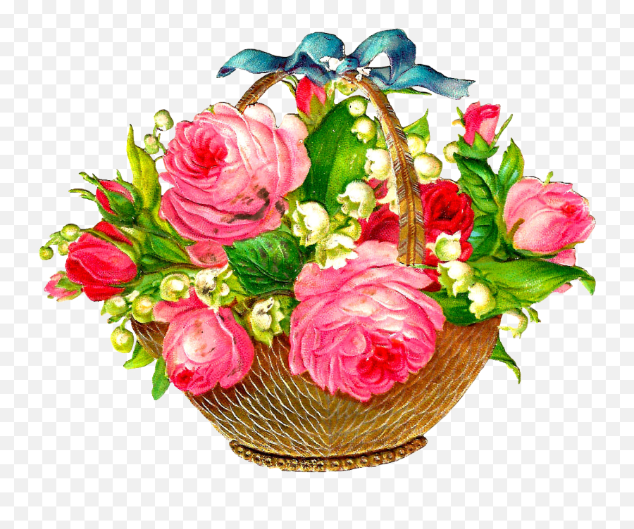 Bouquet Of Pink Flowers In A Basket As A Graphic Image Free Emoji,Ikebana Emoticon