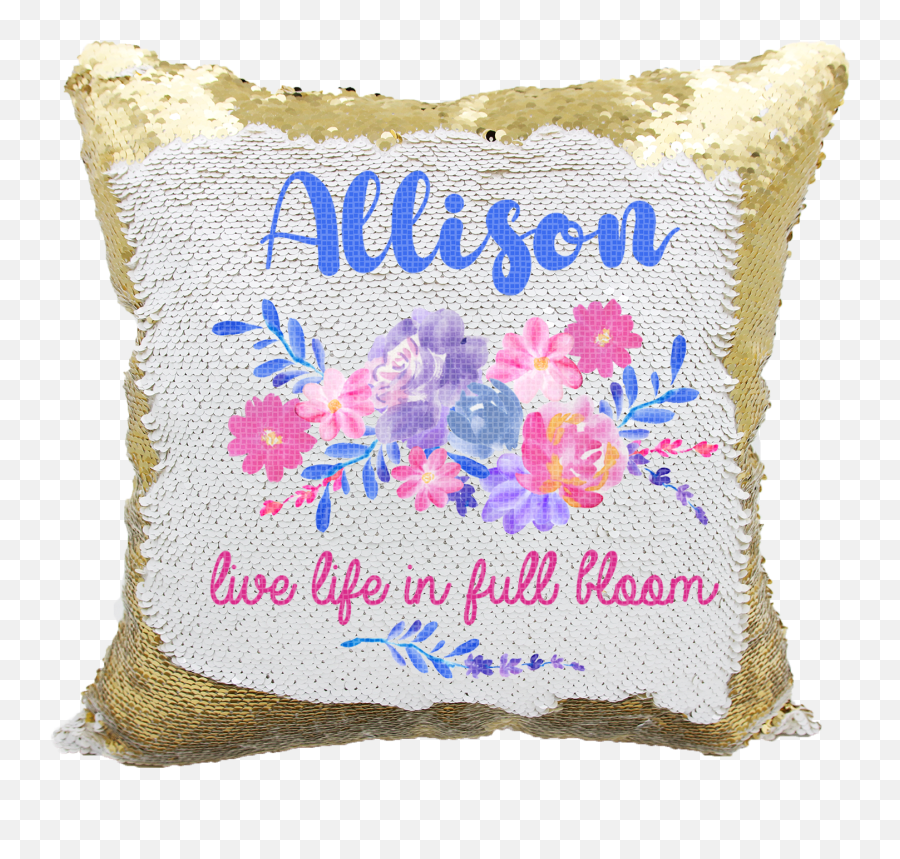 Handmade Personalized Live Life In Full Bloom Reversible Sequin Pillow Case - Decorative Emoji,Emoji Pillows Kohls