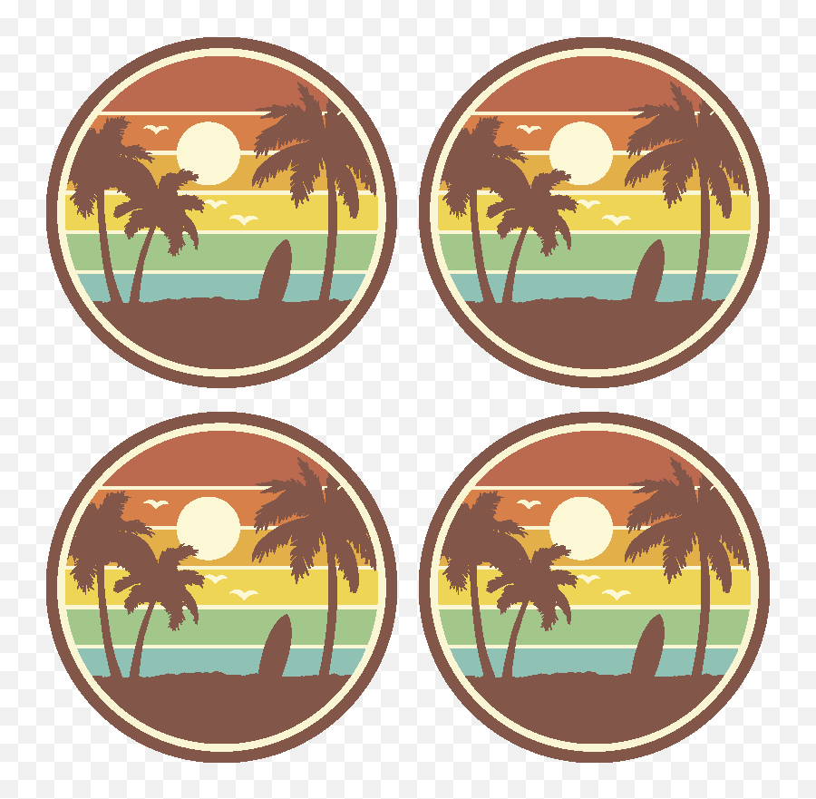 Retro Surf Landscape Drink Coaster - Surf Retro Emoji,Free Dirty Emoticons For Iphone