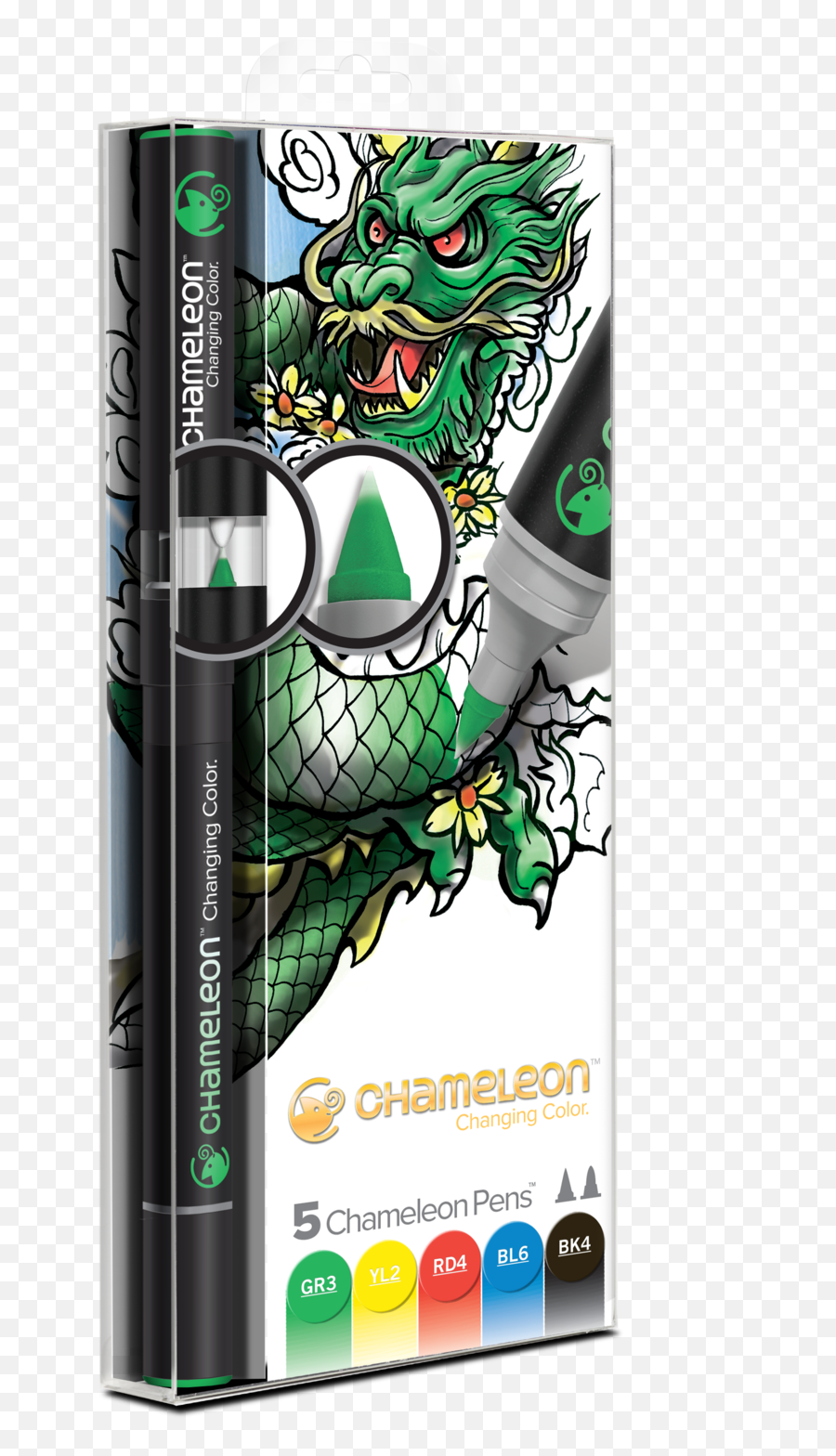 Chameleon 5 Pen Primary Tones Set Emoji,Colors Emotions Chameleon Character