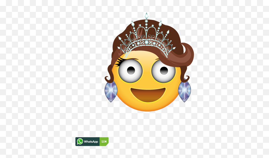 Tränen Lachendes Emoji Mit Krone Und Braunen Locken - Happy,Tiara Emoji