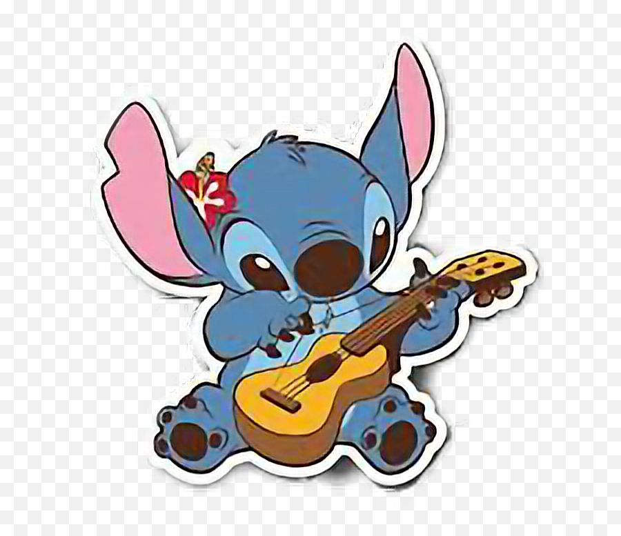 Stich Guitarra Emoji Sticker By Madai Lopez J - Stitch Stickers,Guitar Covered In Emojis