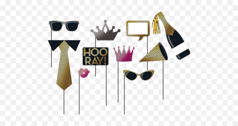 Gold Foil Decor Booth Photo Props Pack - Photo Booth Emoji,Halloween Party Emoji Photo Booth
