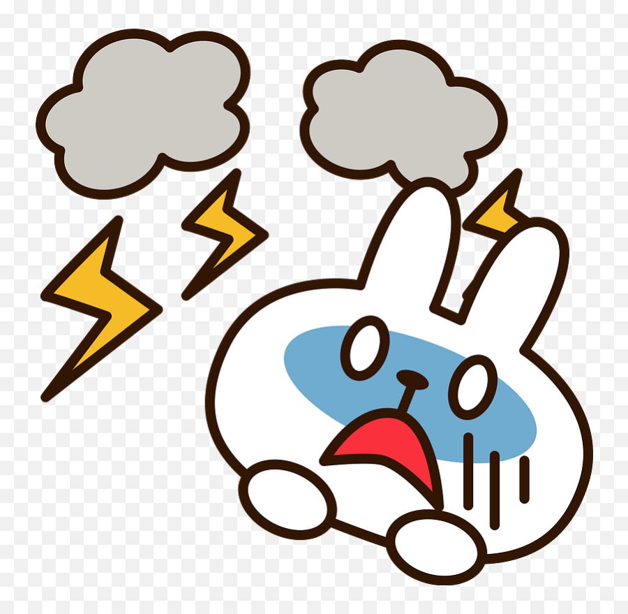 Lightning And Thunder Are Scaring A Rabbit Clipart Free Emoji,Text Based Rabbit Emoji