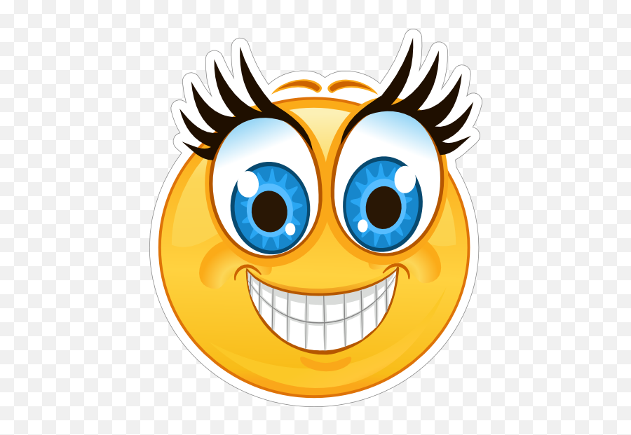 Crazy Blue Eyes Big Smile Emoji Sticker - Wide Eye Smiling Emoji,Looking Eyes Emoji
