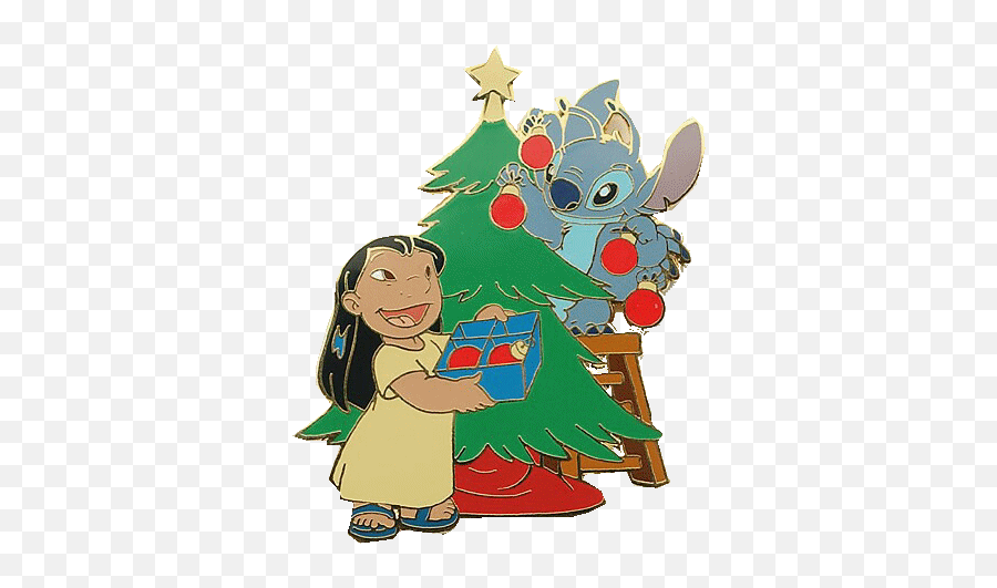 Disney Christmas Gifs Disney Gifs - Lilo And Stitch Christmas Pin Emoji,Christmas Emoticons