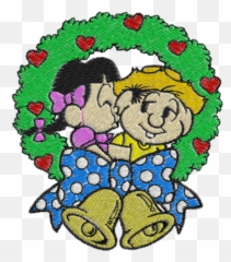 Matriz De Bordado Guirlanda Chico Bento E Rosinha - Chico Bento No Natal Emoji,Emoticons Da Lua