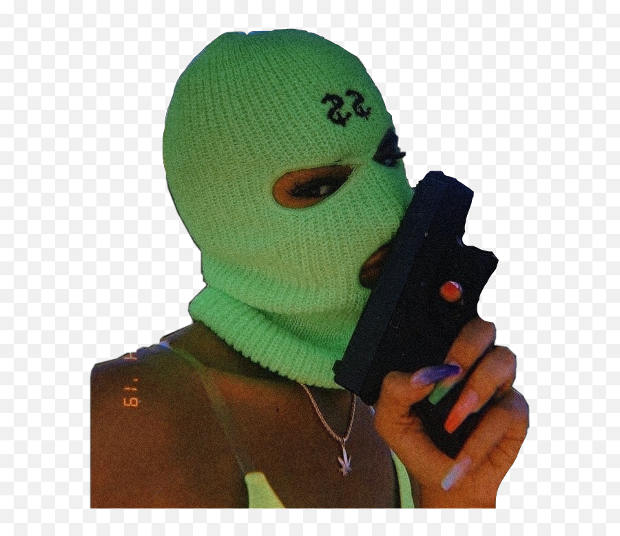 Mask Masked Hood Gun Girl Instagram - Aesthetic Bad Girl Emoji,Emoji Mask With Gun