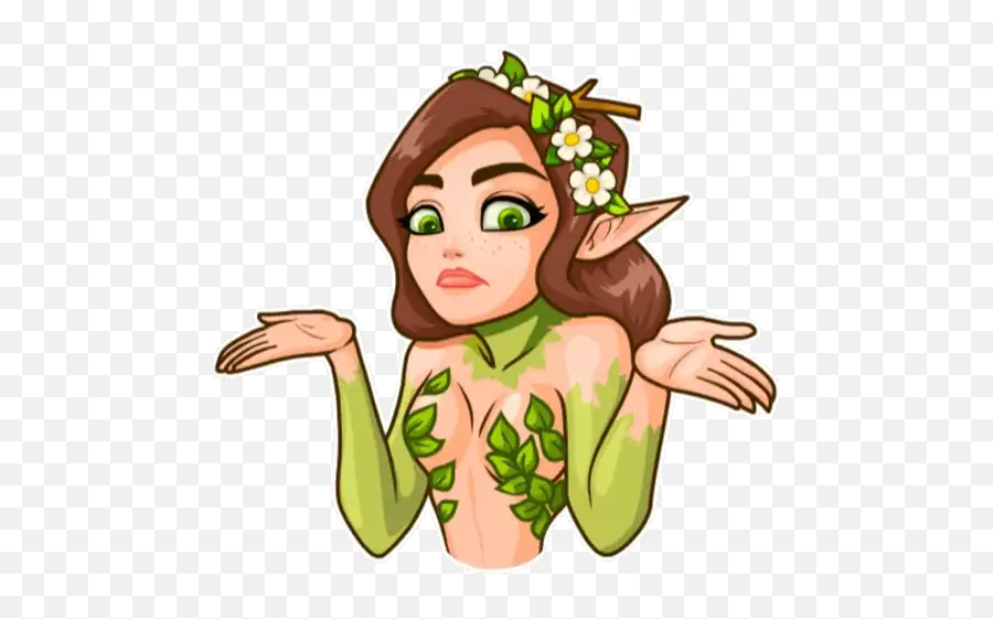 Ninfa Del Bosque Stickers For Whatsapp - Wood Nymph Telegram Stickers Emoji,Emoticon Asustado En El Bosque